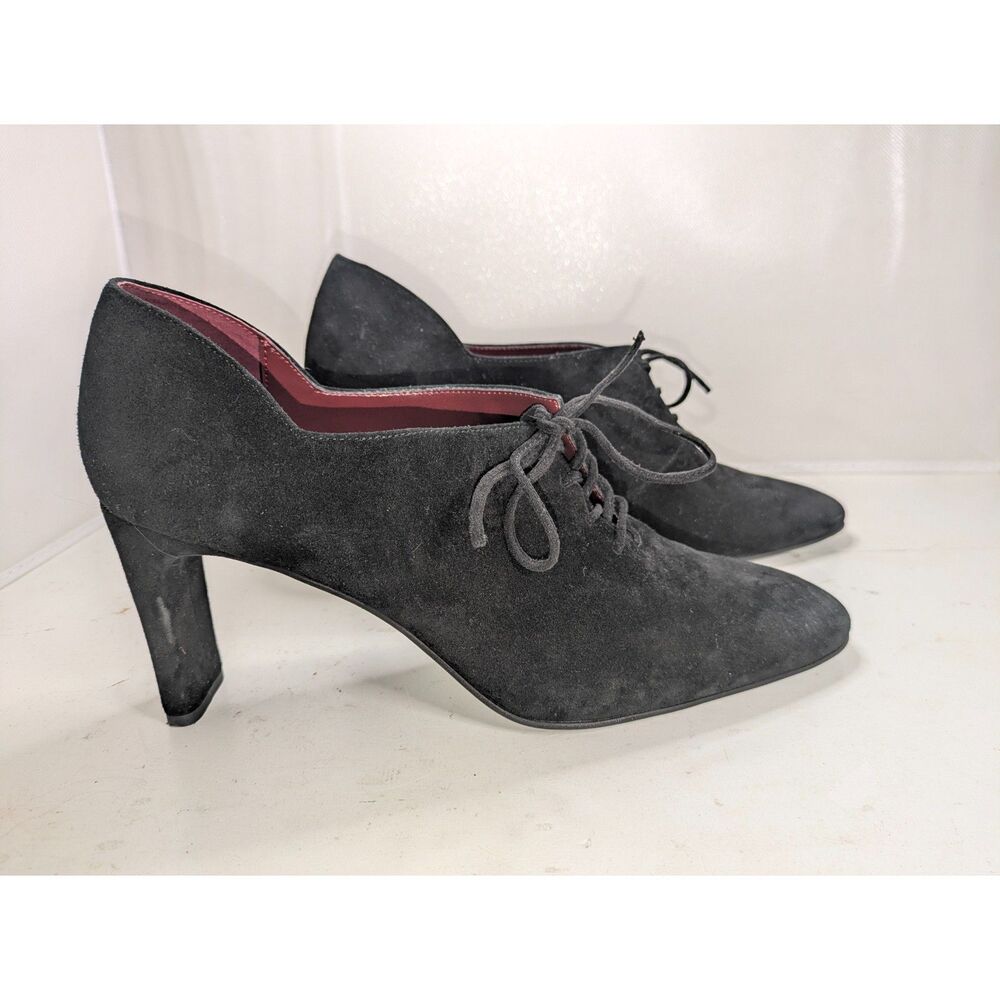 Jeffery Campbell Pantomime Black Suede Lace Up Heel Pump Bootie Size 10